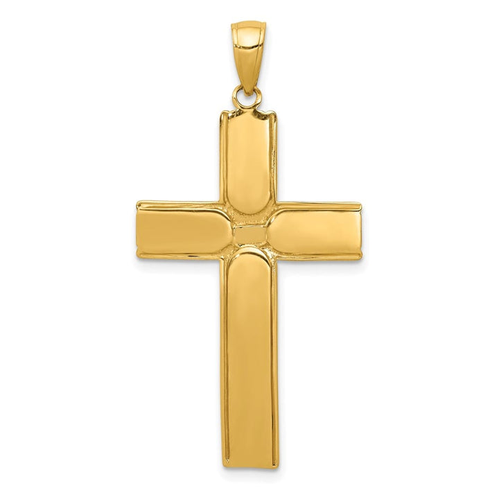 10K Yellow Gold Satin Extra Large Finish Latin Crucifix Pendant