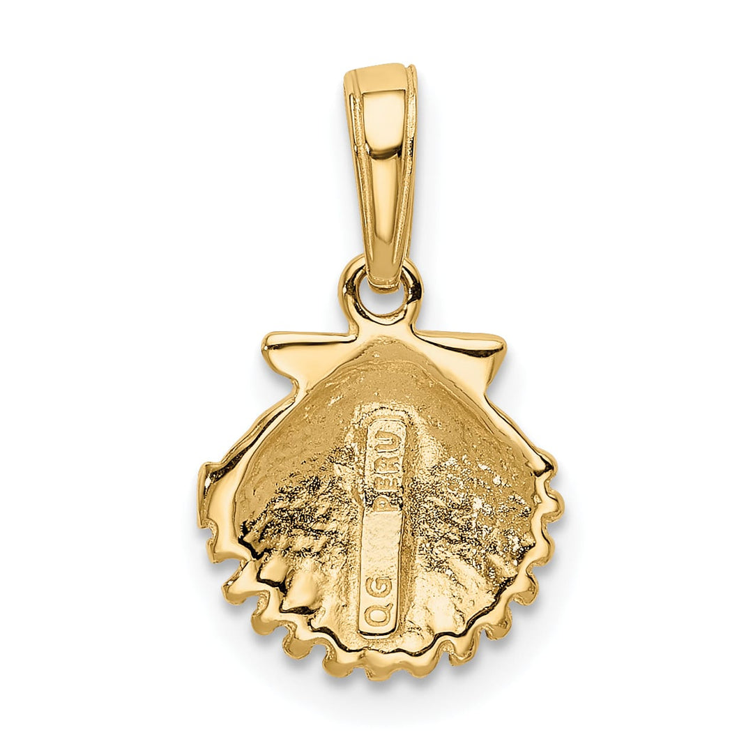 10K Yellow Gold Scallop Shell Pendant, 17mm