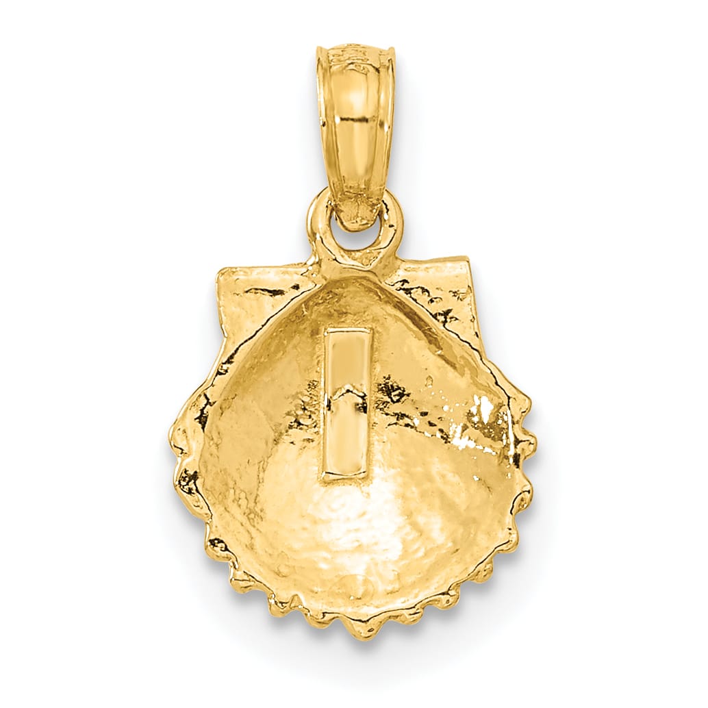 10K Yellow Gold Scallop Shell Pendant, 17mm