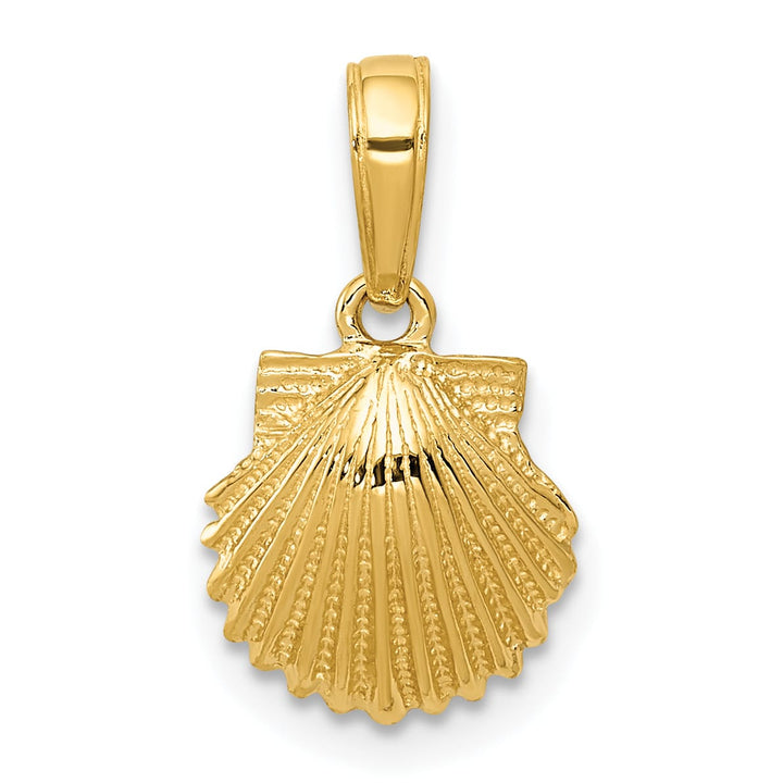 10K Yellow Gold Scallop Shell Pendant, 17mm