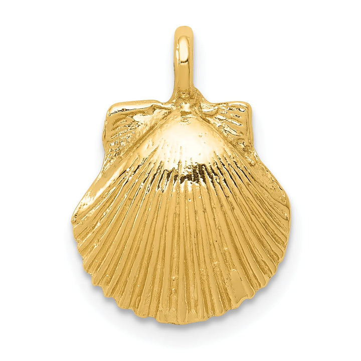 10K Yellow Gold Scallop Shell Pendant, 18mm