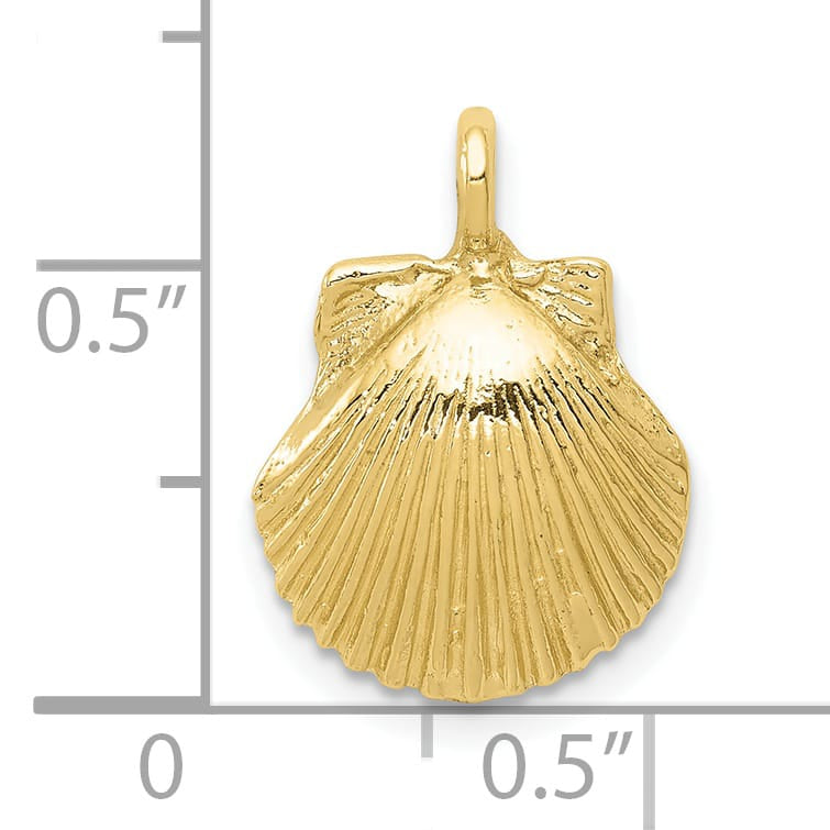 10K Yellow Gold Scallop Shell Pendant, 18mm