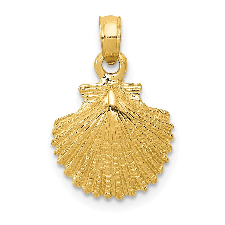 10K Yellow Gold Scallop Shell Pendant, 19mm