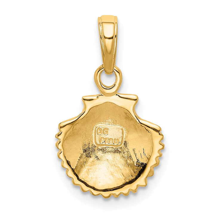 10K Yellow Gold Scallop Shell Pendant, 19mm