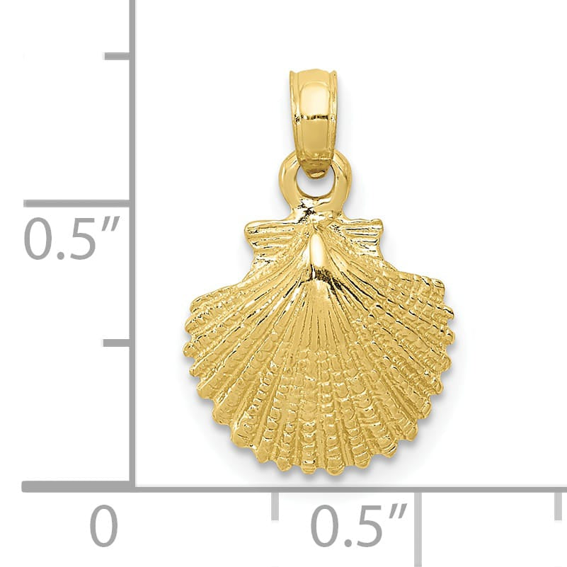 10K Yellow Gold Scallop Shell Pendant, 19mm