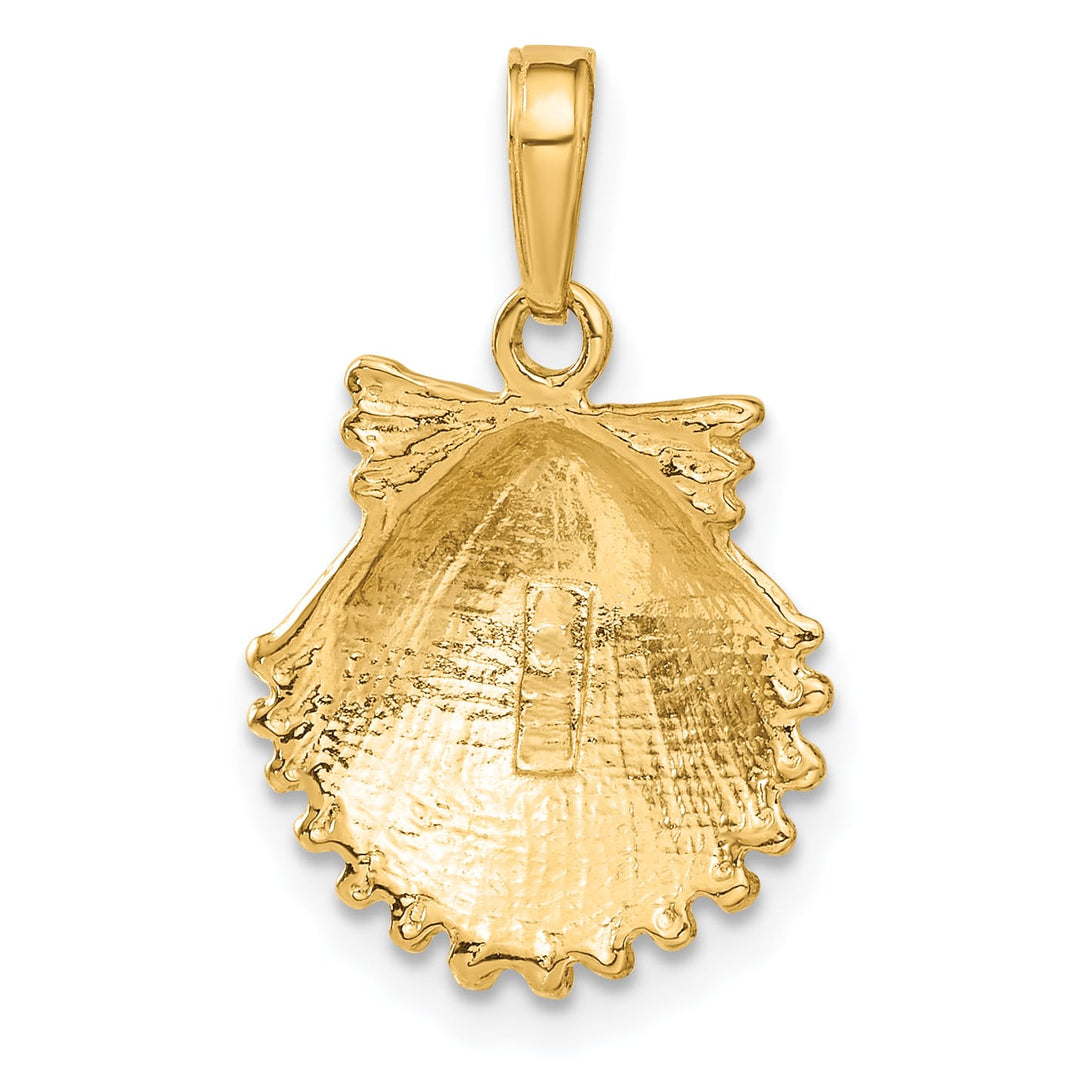 10K Yellow Gold Scallop Shell Pendant, 22mm
