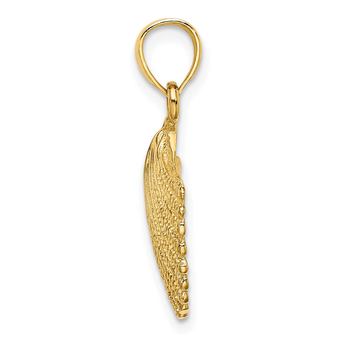10K Yellow Gold Scallop Shell Pendant, 24mm