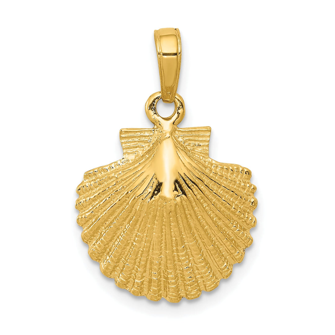10K Yellow Gold Scallop Shell Pendant, 24mm