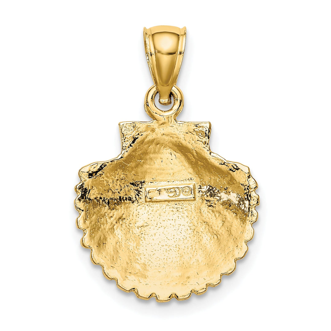 10K Yellow Gold Scallop Shell Pendant, 24mm