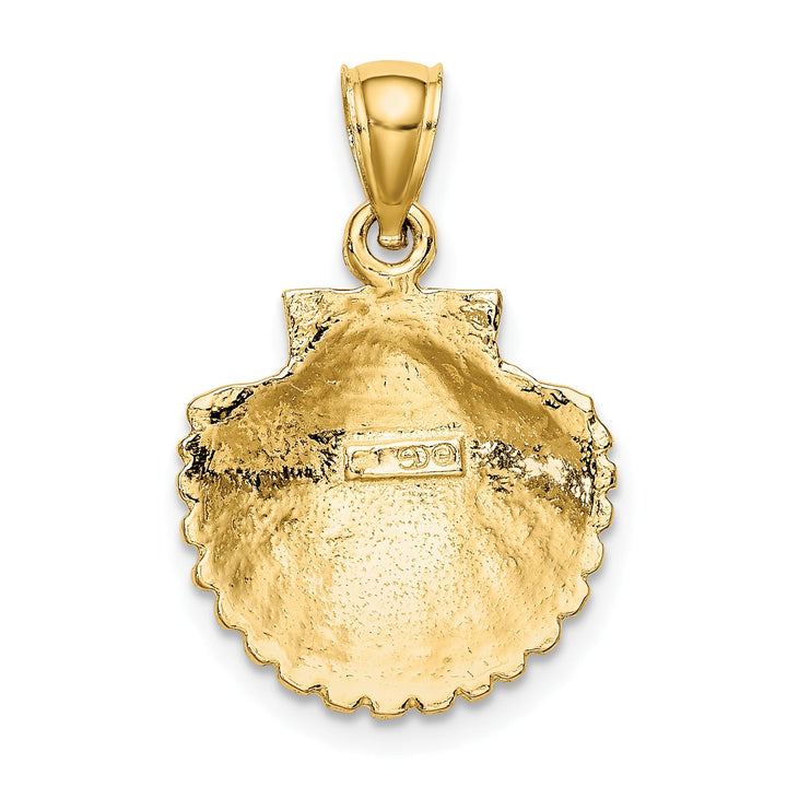 10K Yellow Gold Scallop Shell Pendant, 24mm