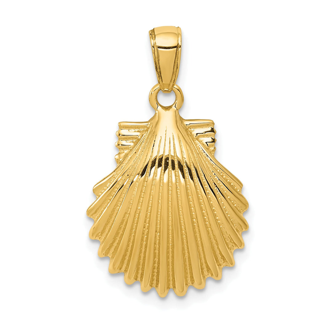 10K Yellow Gold Scallop Shell Pendant, 27.5mm