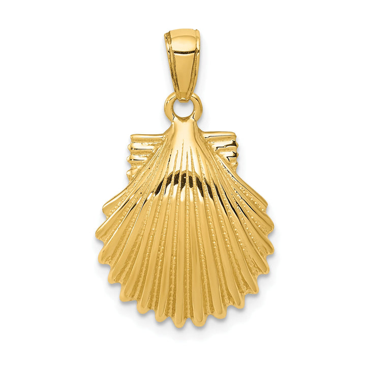 10K Yellow Gold Scallop Shell Pendant, 27.5mm