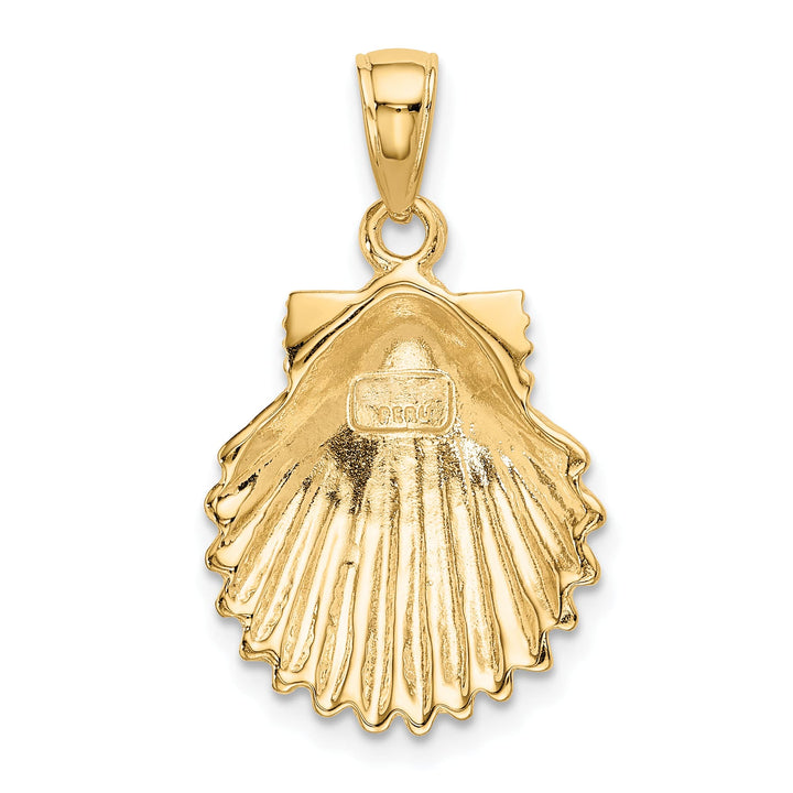 10K Yellow Gold Scallop Shell Pendant, 27.5mm