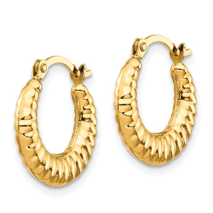 10k Yellow Gold Scalloped Hollow Hoop Earrings