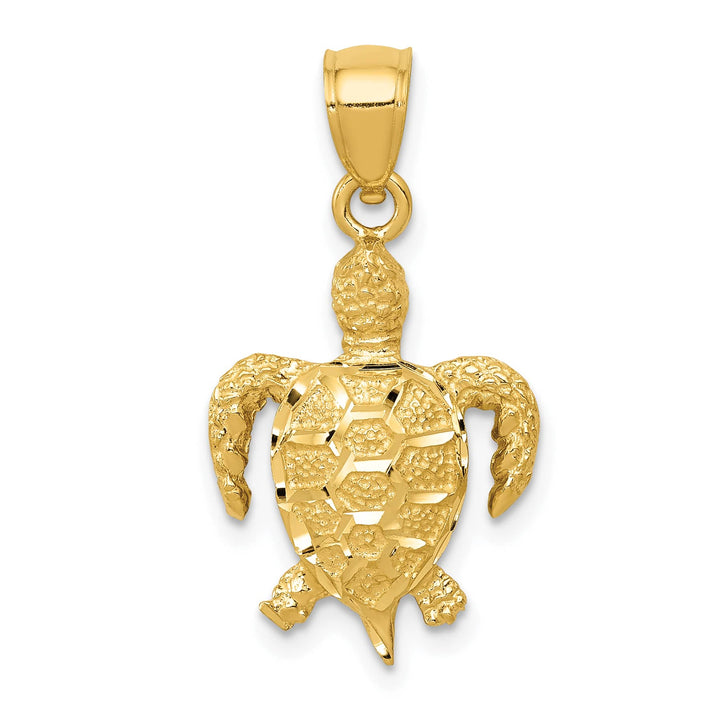 10K Yellow Gold Sea Turtle Pendant, Large