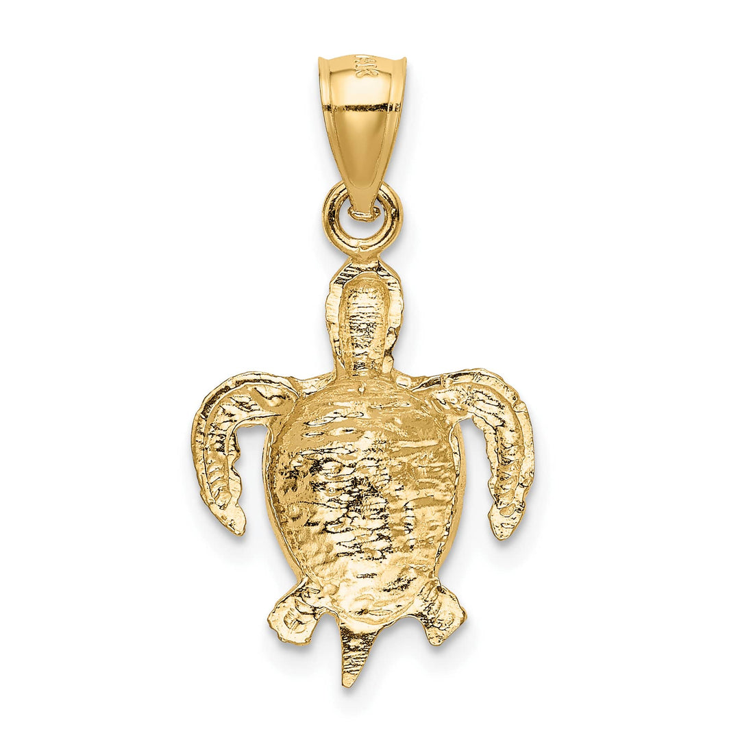 10K Yellow Gold Sea Turtle Pendant, Large