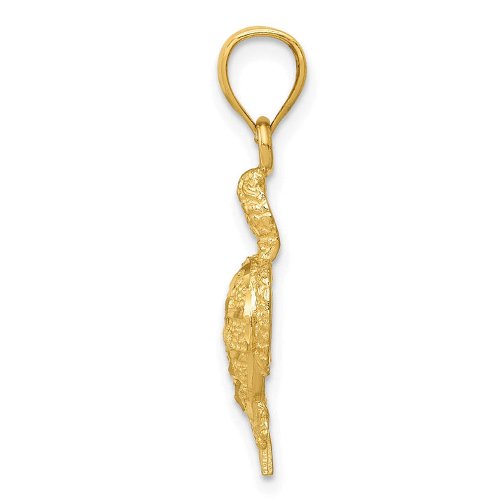 10K Yellow Gold Sea Turtle Pendant, Large