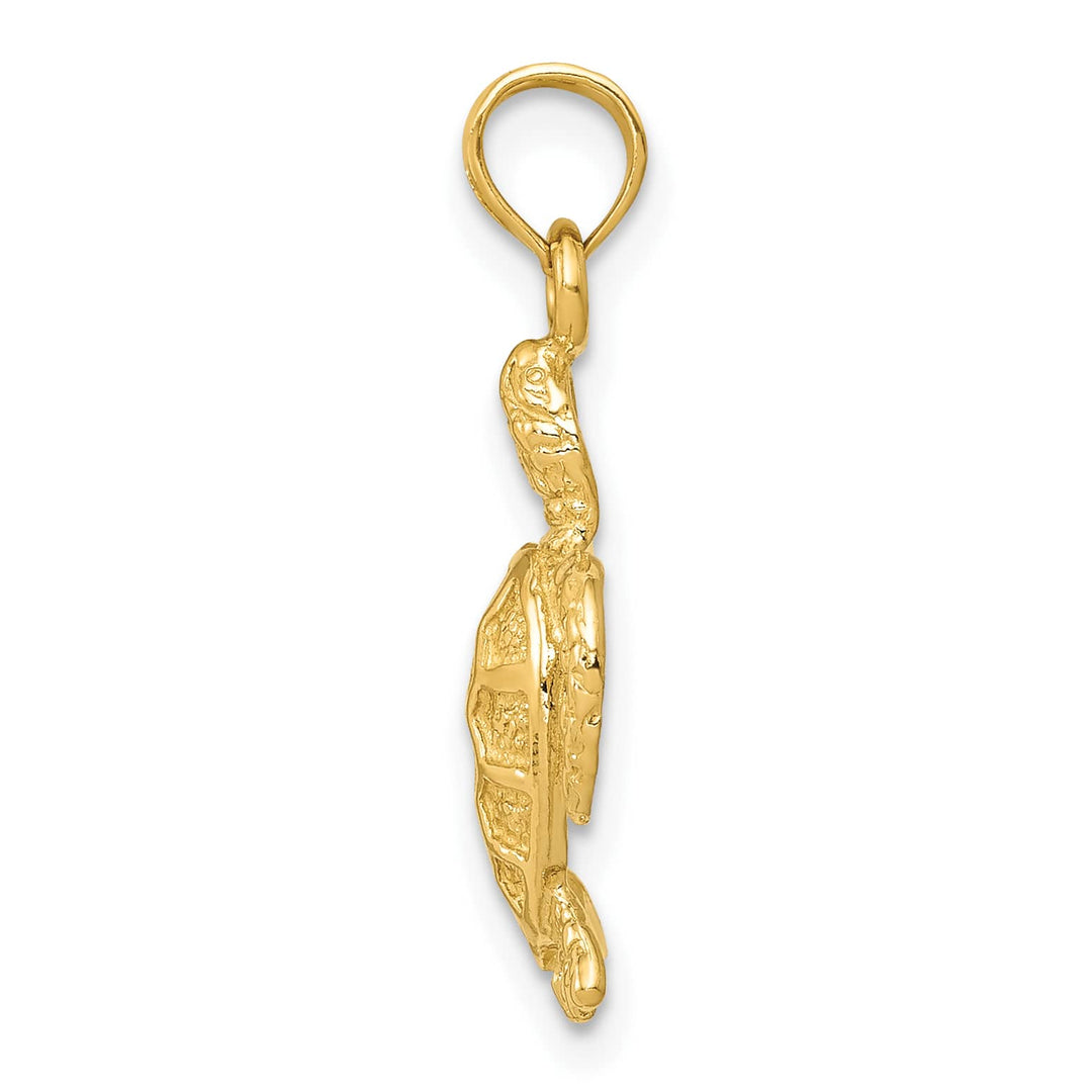 10K Yellow Gold Sea Turtle Pendant, Small