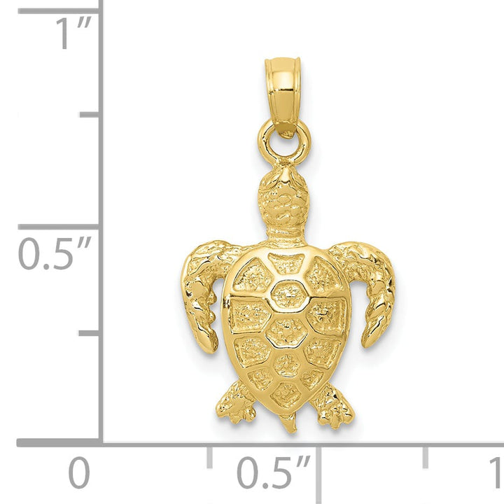 10K Yellow Gold Sea Turtle Pendant, Small