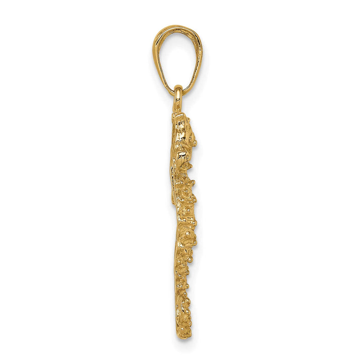10K Yellow Gold Seahorse Pendant, Large