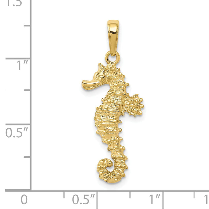 10K Yellow Gold Seahorse Pendant, Large