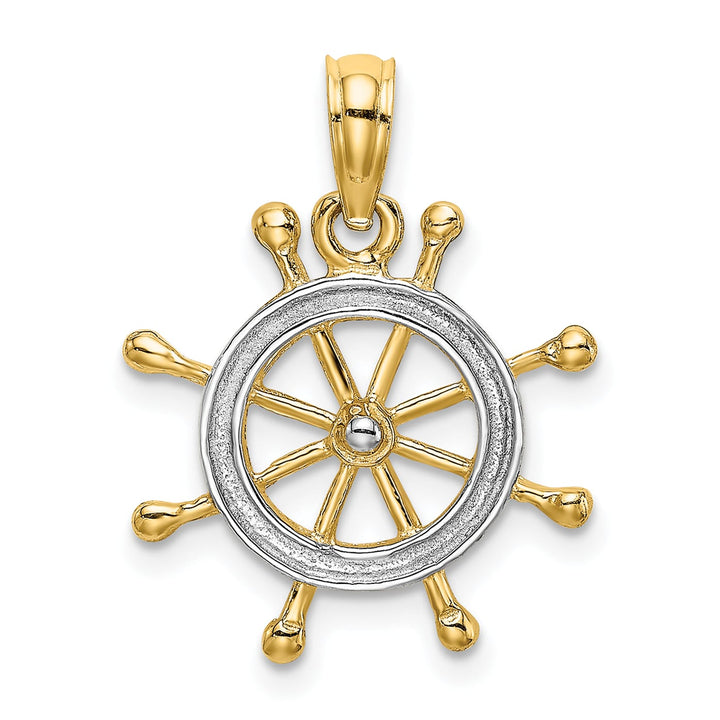 10K Yellow Gold Ships Wheel Pendant, Large