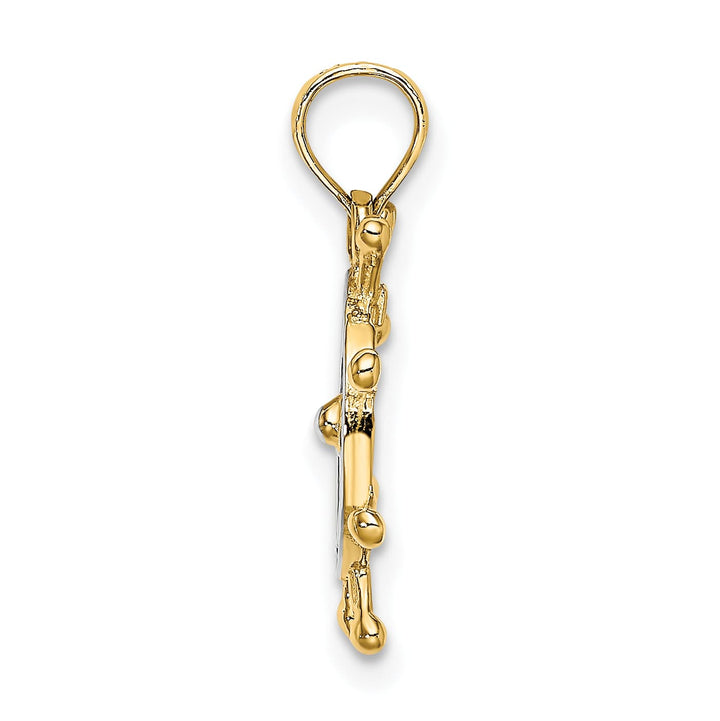 10K Yellow Gold Ships Wheel Pendant, Large