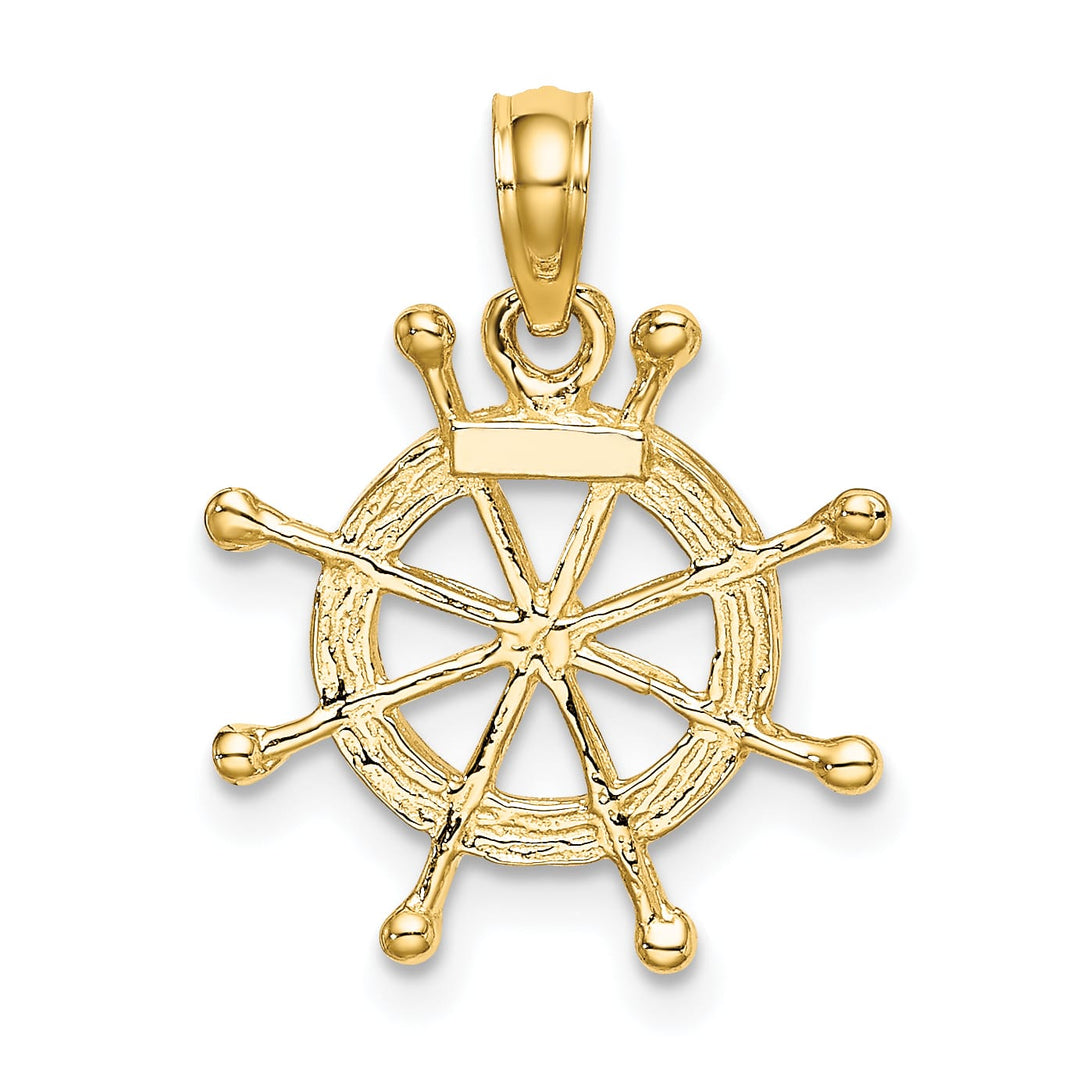 10K Yellow Gold Ships Wheel Pendant, Large
