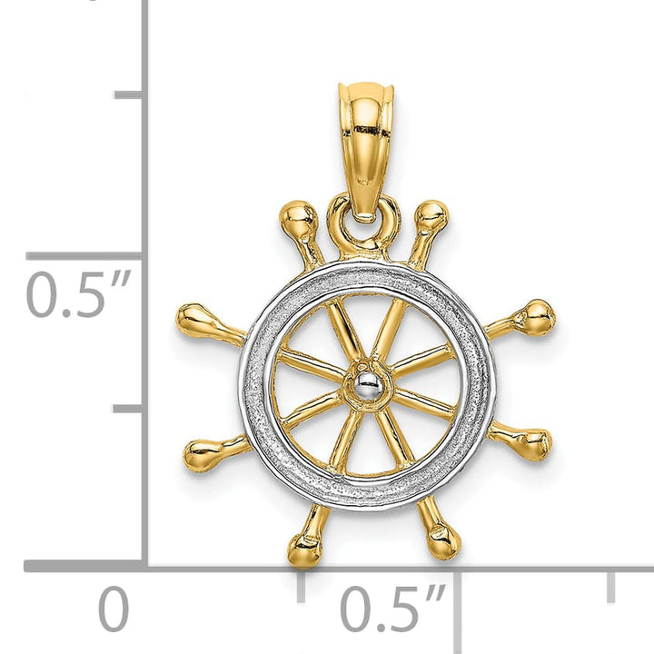 10K Yellow Gold Ships Wheel Pendant, Large