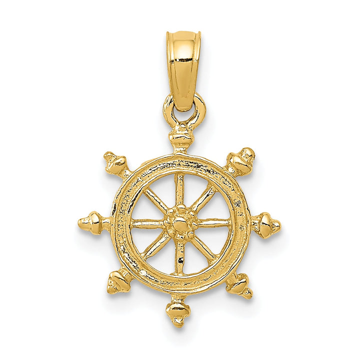 10K Yellow Gold Ships Wheel Pendant, Small