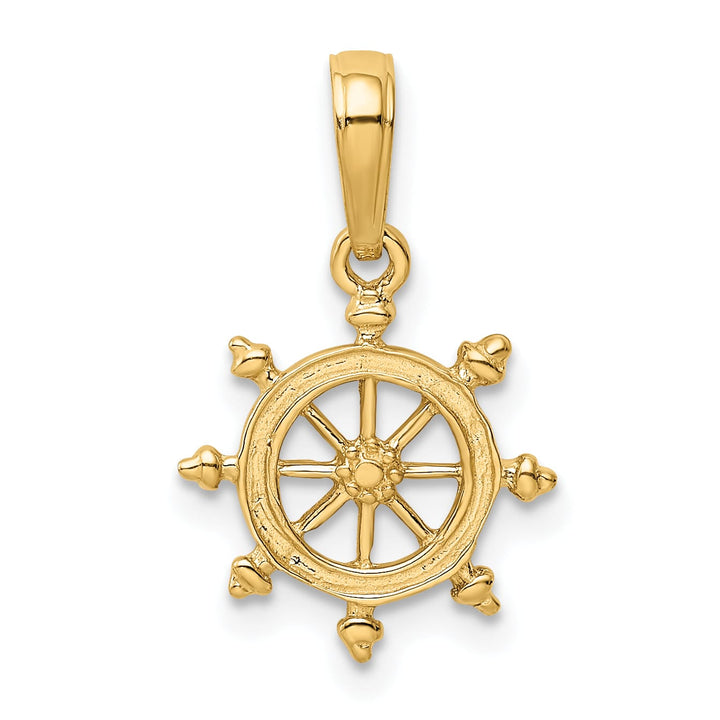 10K Yellow Gold Ships Wheel Pendant, Small