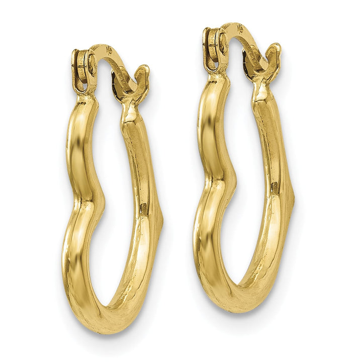 10k Yellow Gold Side Heart Shaped Hollow Hoop Earrings