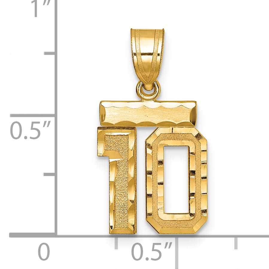 10K Yellow Gold Small Brushed Number 10 Charm