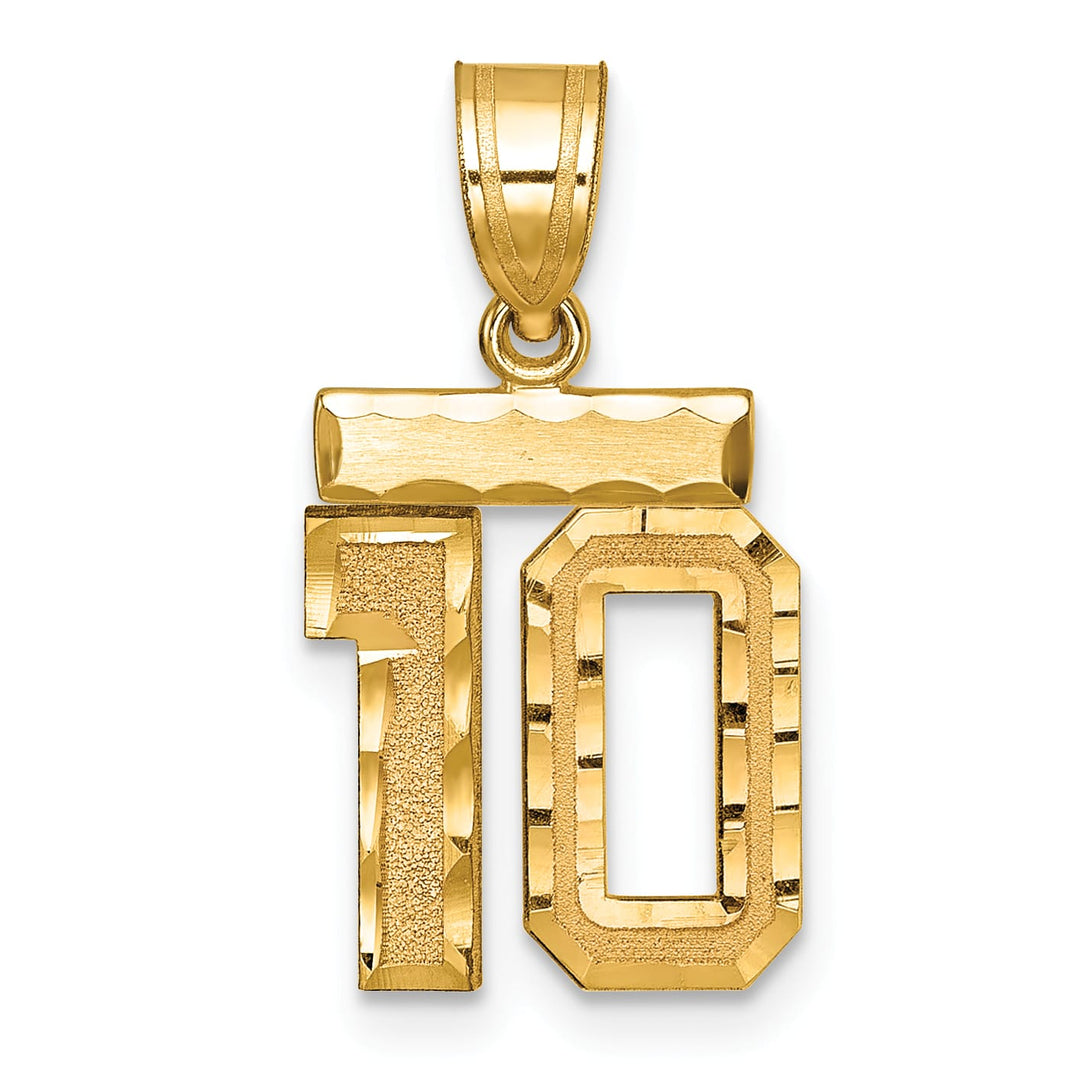 10K Yellow Gold Small Brushed Number 10 Charm