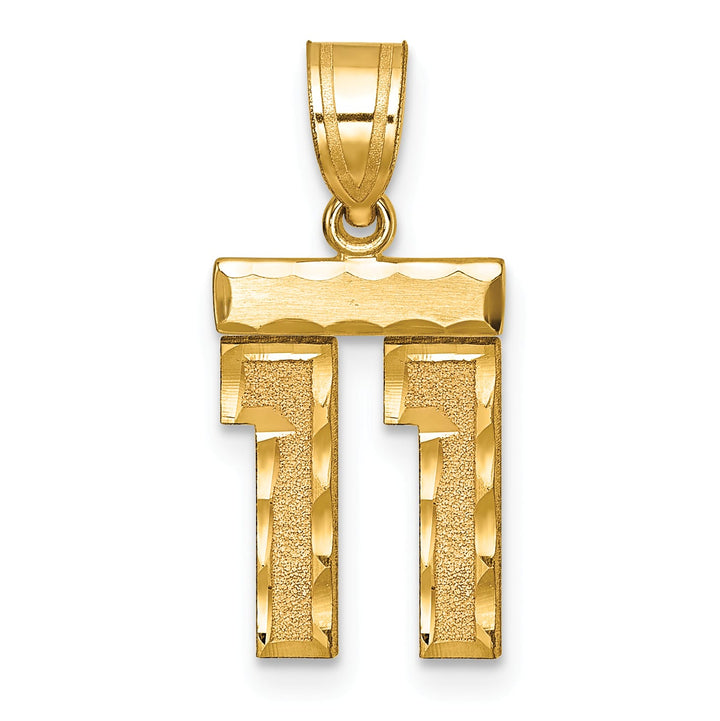 10K Yellow Gold Small Brushed Number 11 Charm