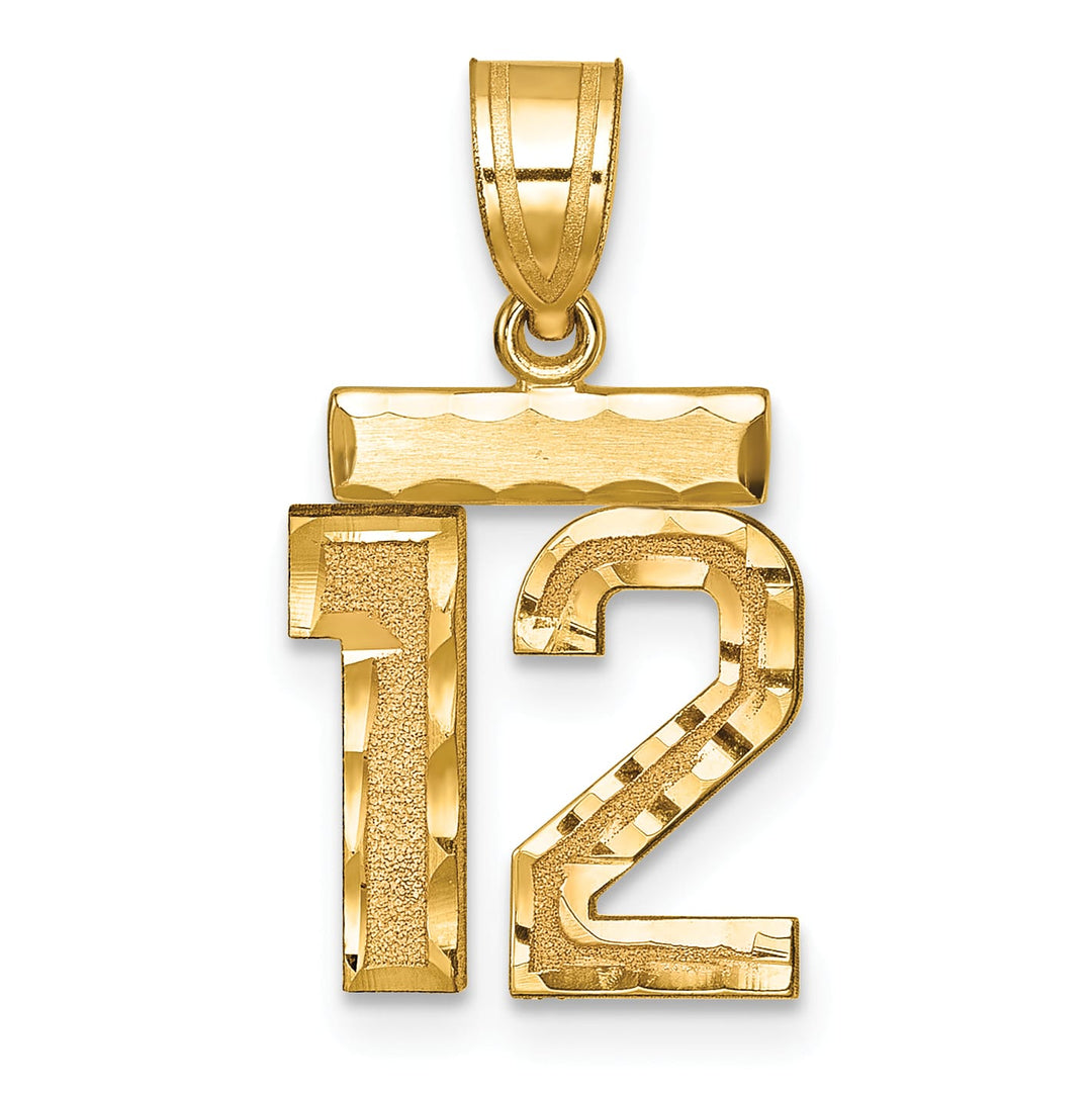 10K Yellow Gold Small Brushed Number 12 Charm