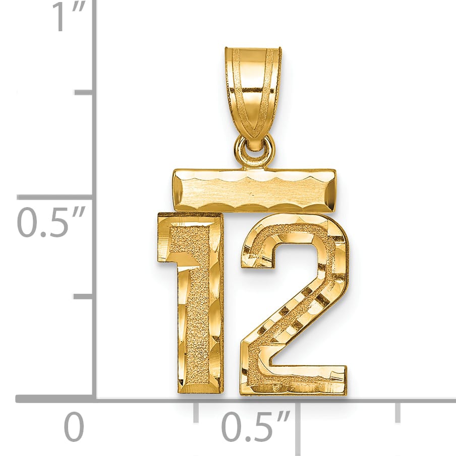 10K Yellow Gold Small Brushed Number 12 Charm