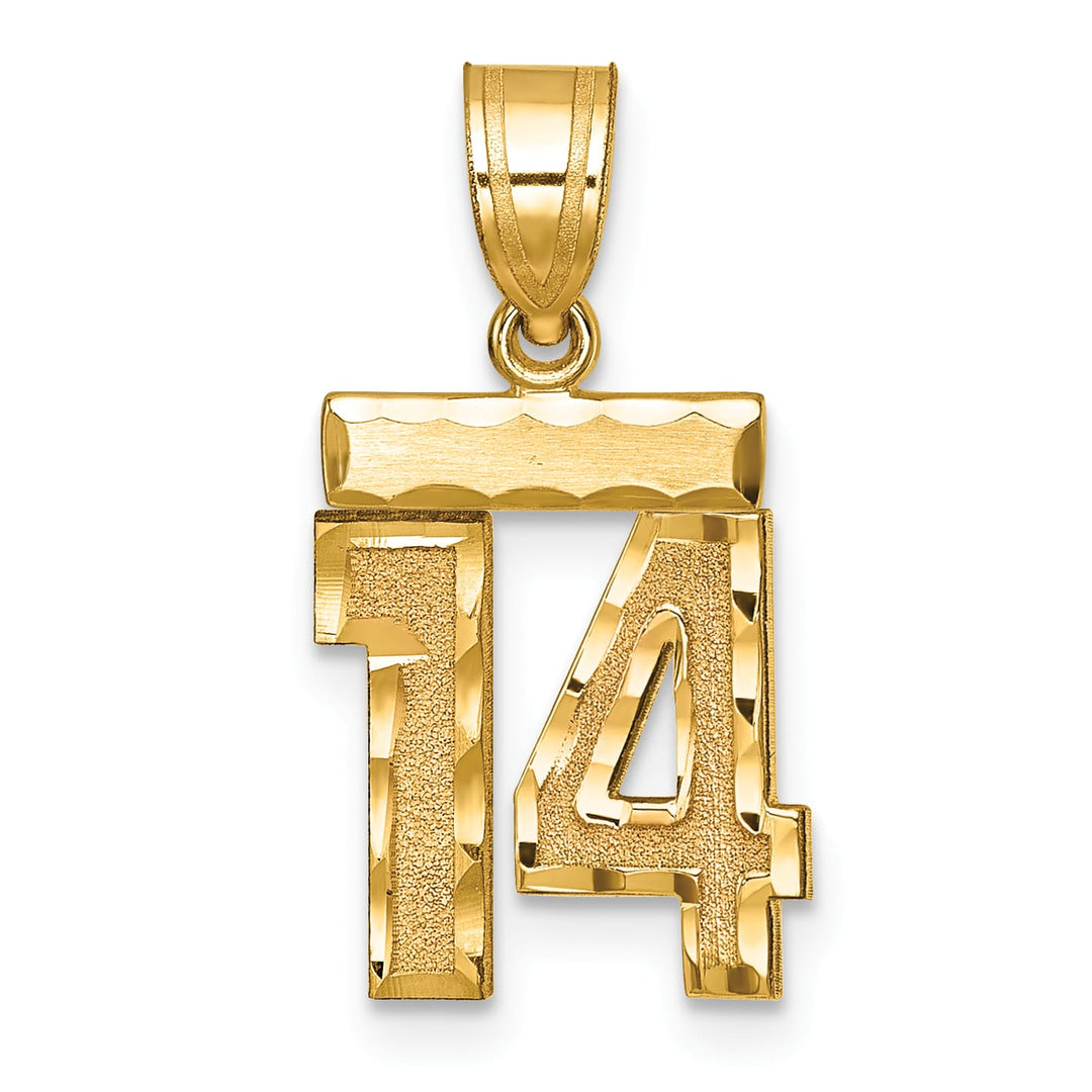 10K Yellow Gold Small Brushed Number 14 Charm