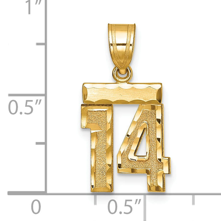 10K Yellow Gold Small Brushed Number 14 Charm