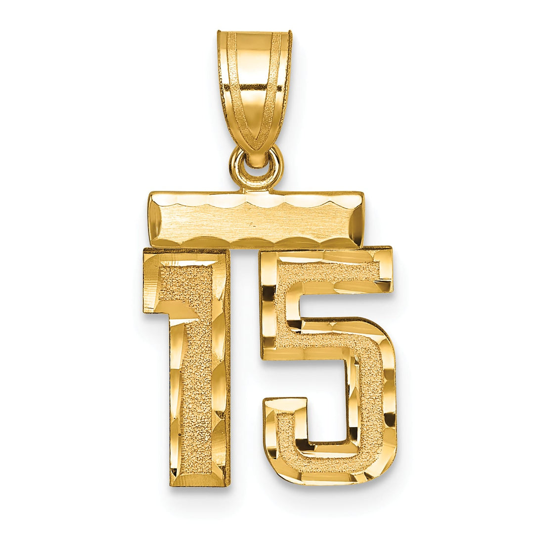 10K Yellow Gold Small Brushed Number 15 Charm