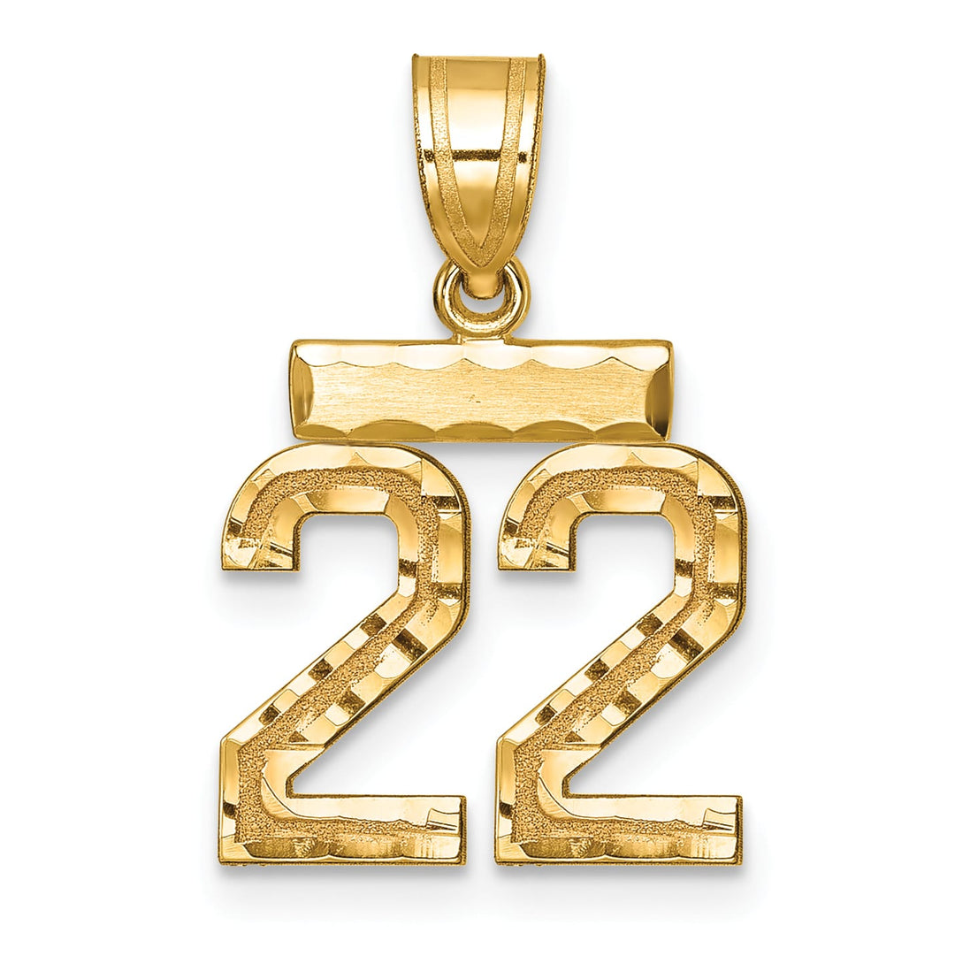 10K Yellow Gold Small Brushed Number 22 Charm