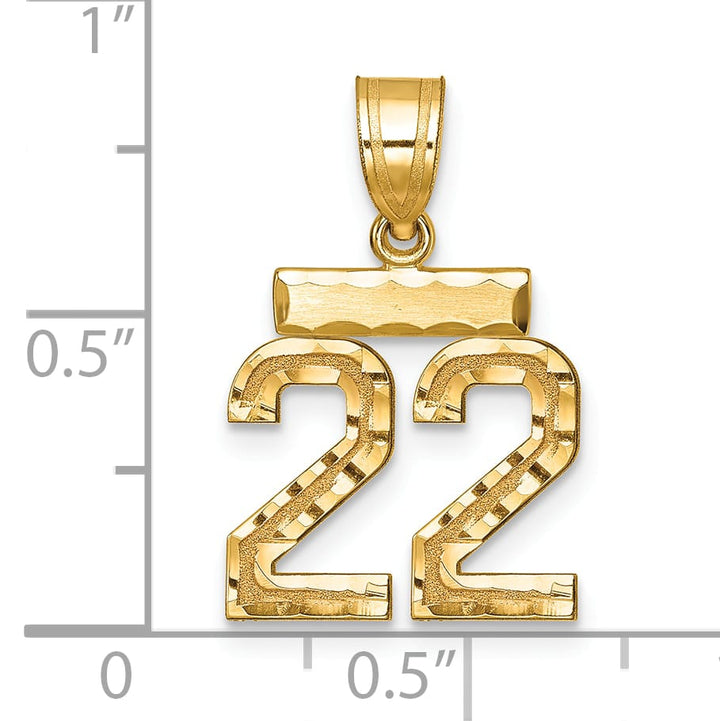 10K Yellow Gold Small Brushed Number 22 Charm