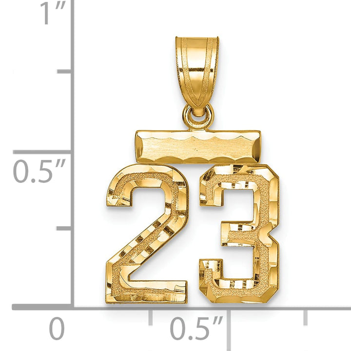 10K Yellow Gold Small Brushed Number 23 Charm