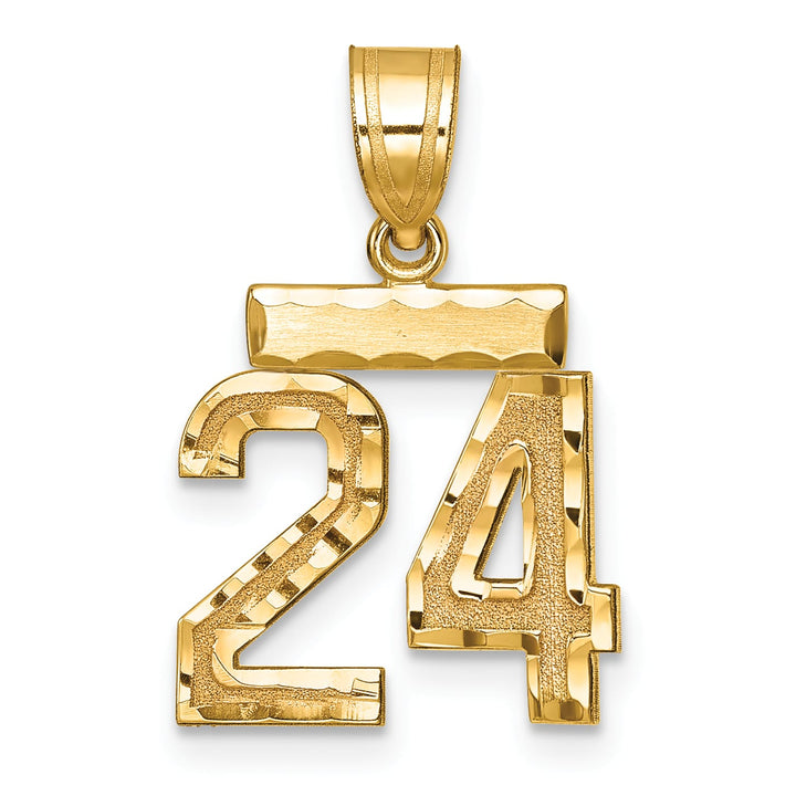 10K Yellow Gold Small Brushed Number 24 Charm
