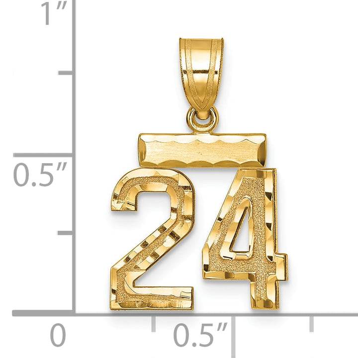 10K Yellow Gold Small Brushed Number 24 Charm