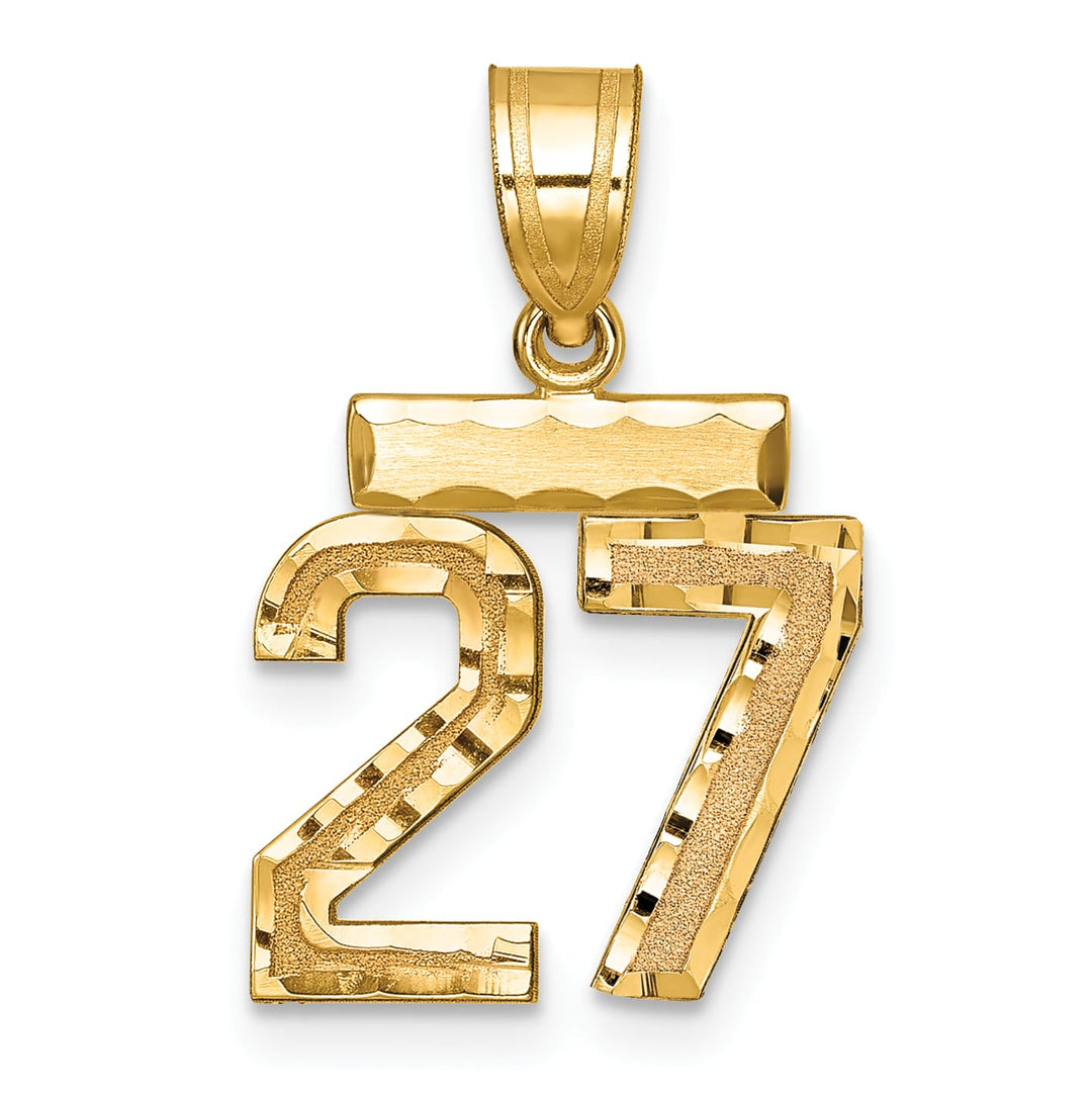10K Yellow Gold Small Brushed Number 27 Charm