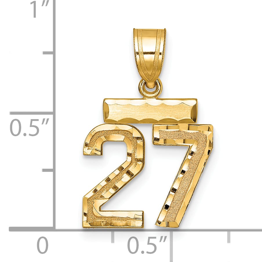 10K Yellow Gold Small Brushed Number 27 Charm