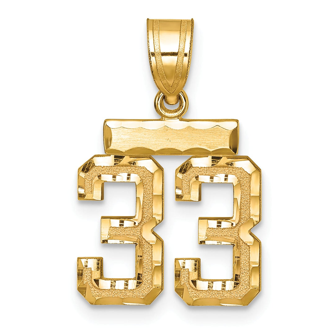 10K Yellow Gold Small Brushed Number 33 Charm