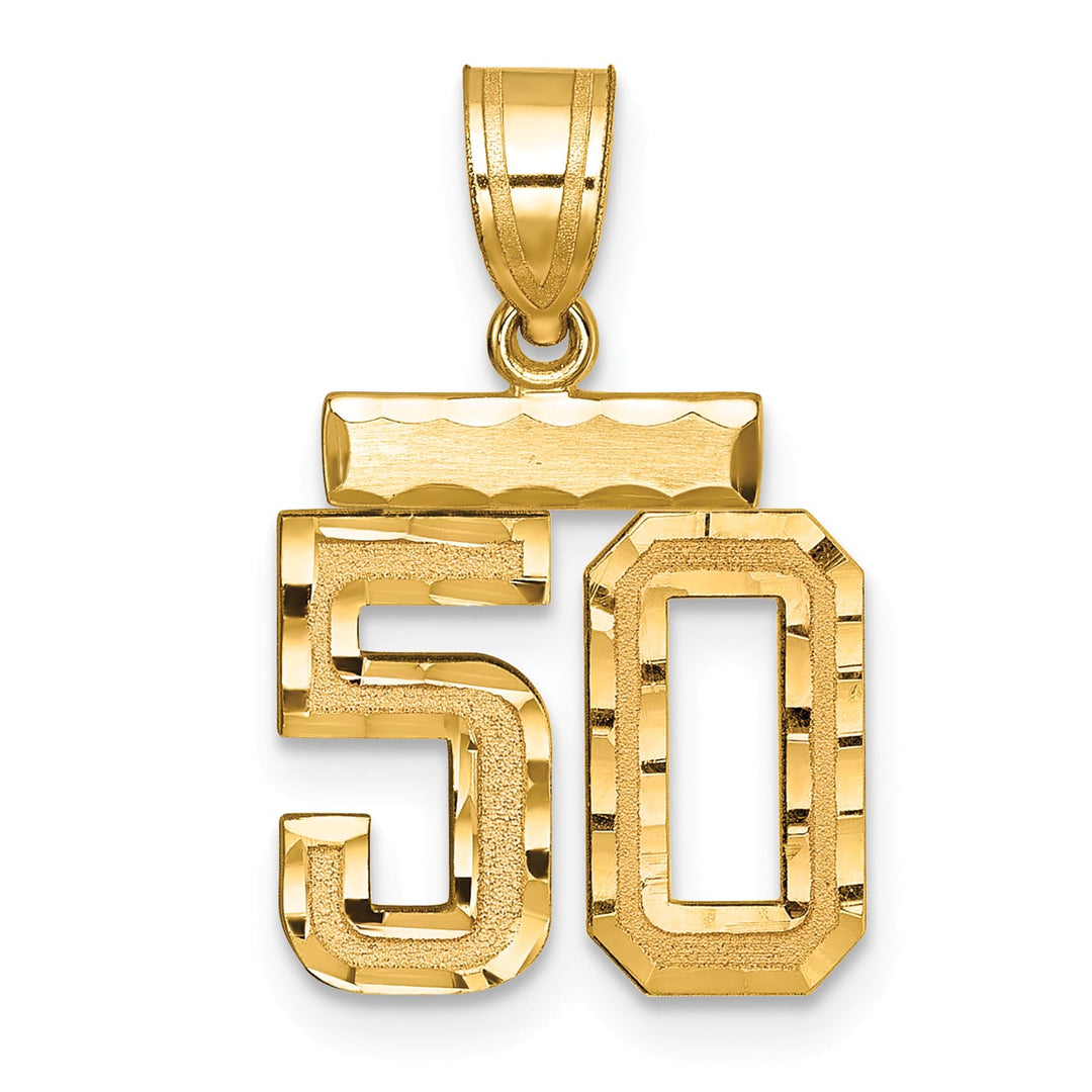 10K Yellow Gold Small Brushed Number 50 Charm