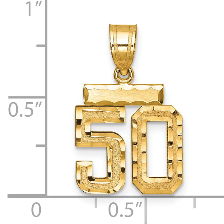 10K Yellow Gold Small Brushed Number 50 Charm